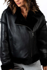 Women's exclusive lambskin coat Bisera Black